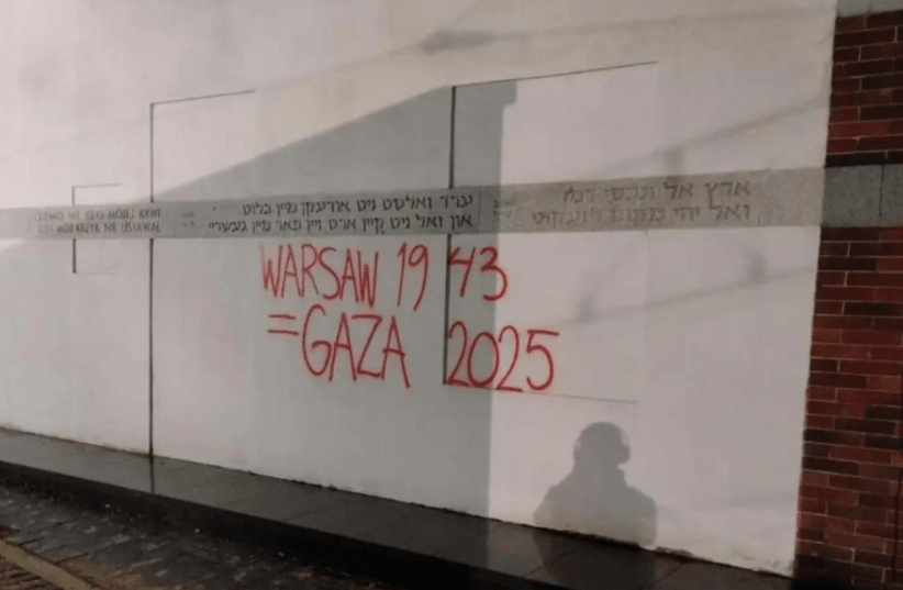 Memoriale del ghetto di Varsavia deturpato con graffiti anti-israeliani