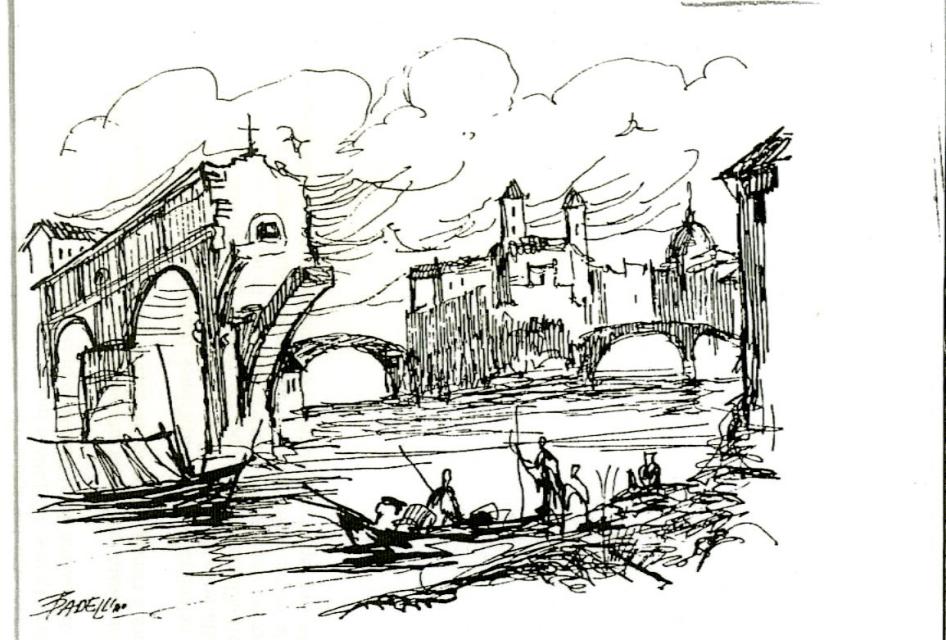 Francesco Badellino, Roma: Ponte Rotto e Isola Tiberina, in N-. Pavoncello, L’inondazione del Tevere del 1598 e il getto di Roma, in “Lazio ieri e oggi. Rivista mensile di cultura arte turismo”,XXVII, n.11 – novembre 1991, pp. 252-253, p. 253.