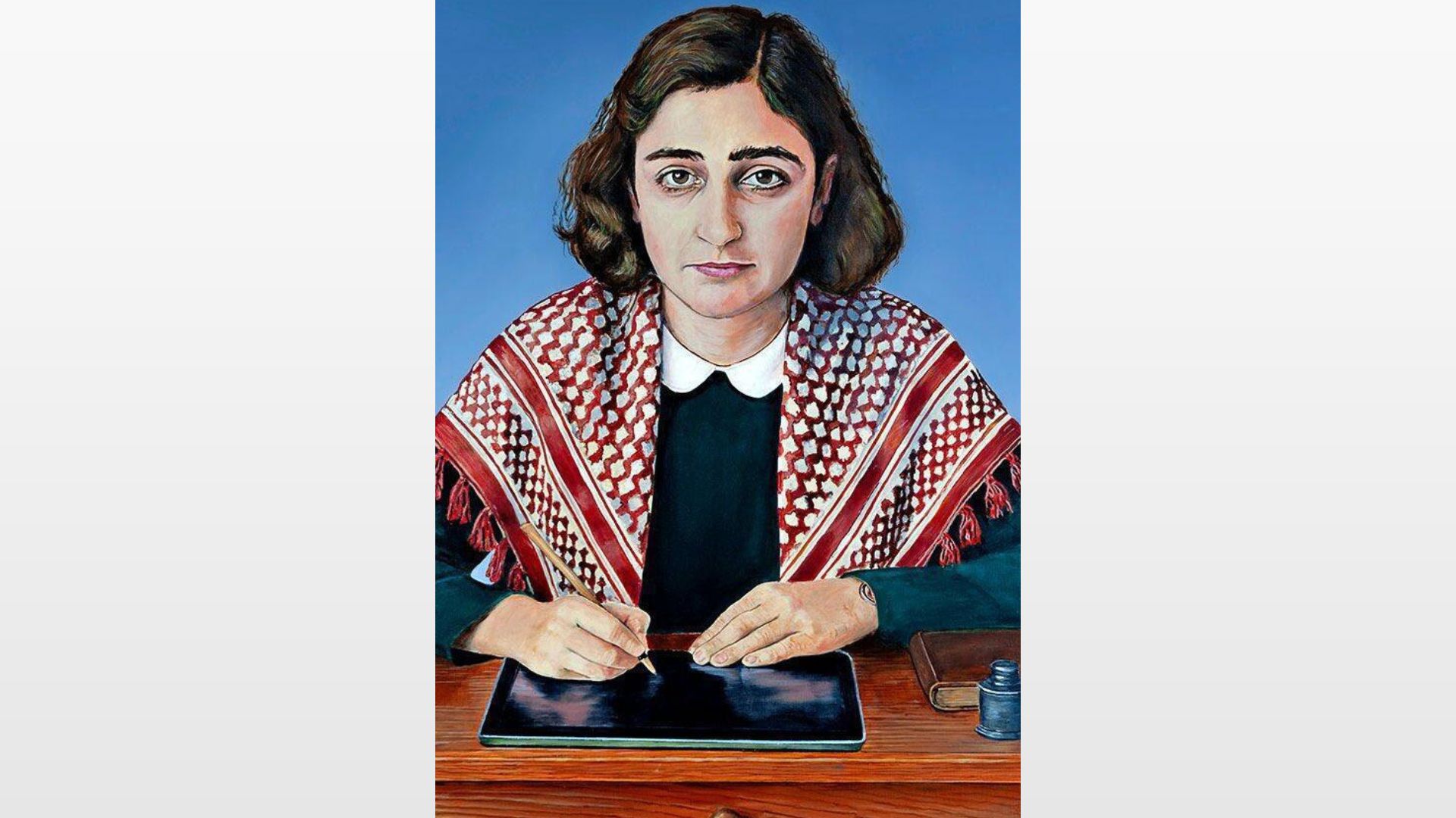 Germania, oltraggio alla memoria: in mostra un dipinto di Anna Frank con la kefiah