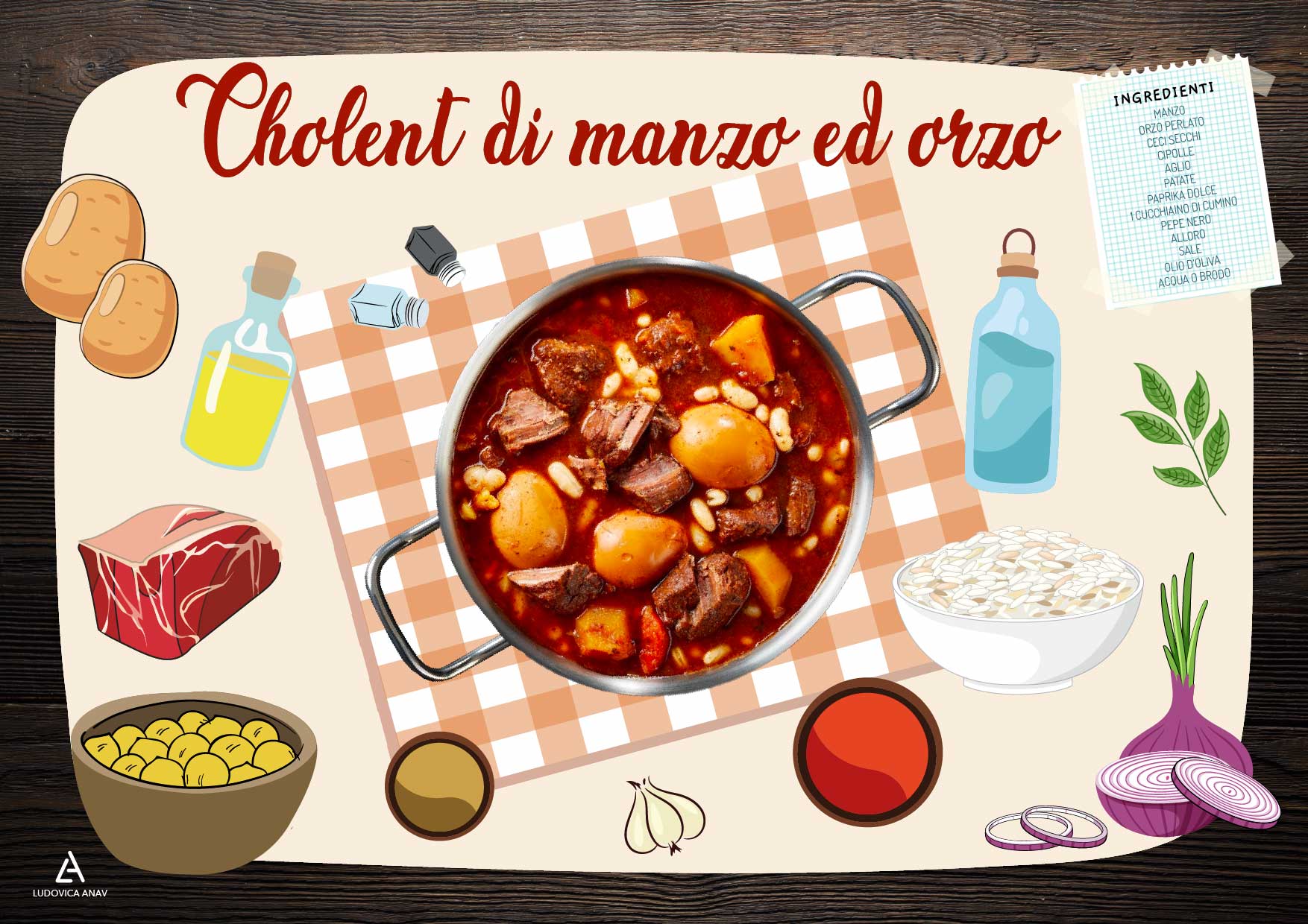 Cholent di manzo ed orzo Cholent di manzo ed orzo