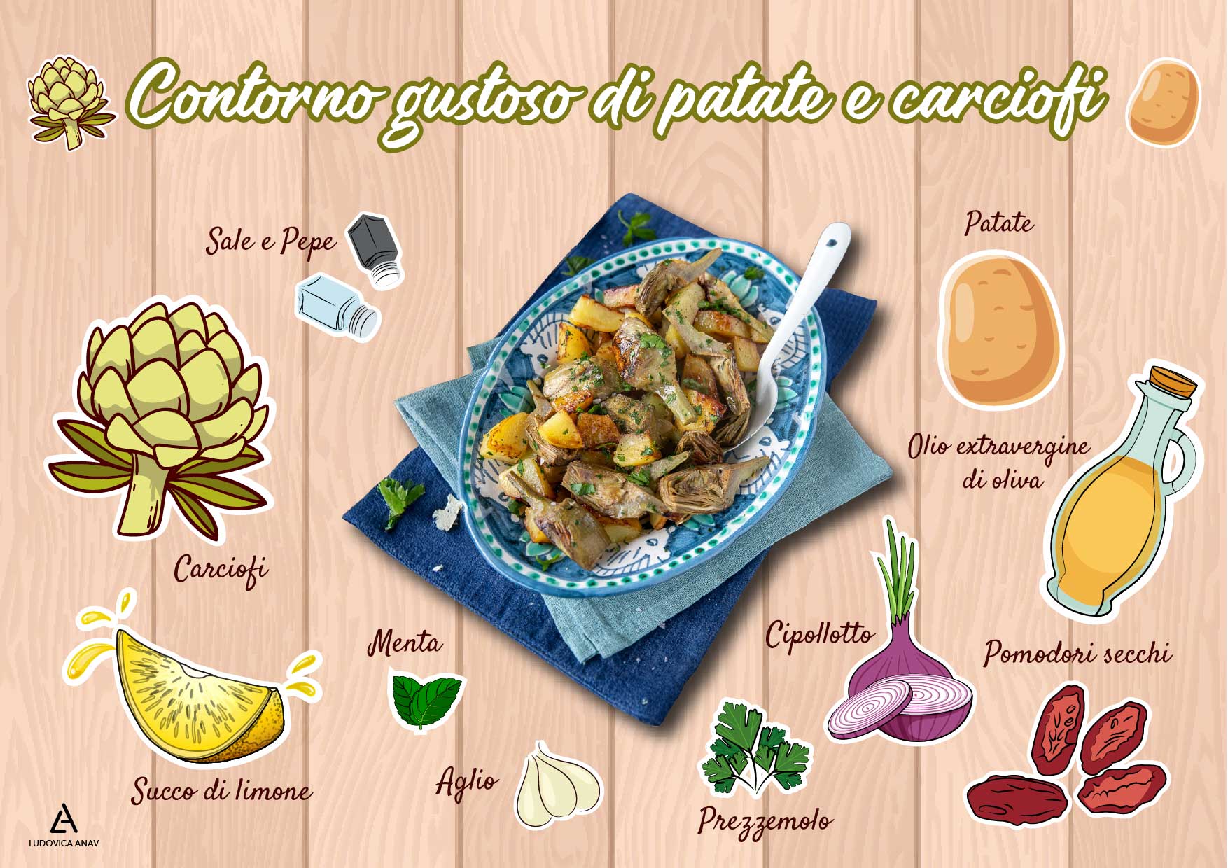 Contorno gustoso di patate e carciofi