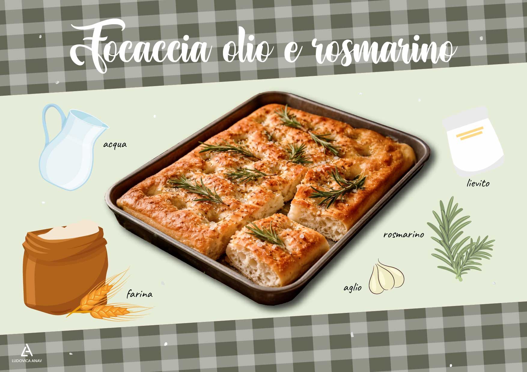 Focaccia all’olio di oliva e rosmarino Focaccia all’olio di oliva e rosmarino