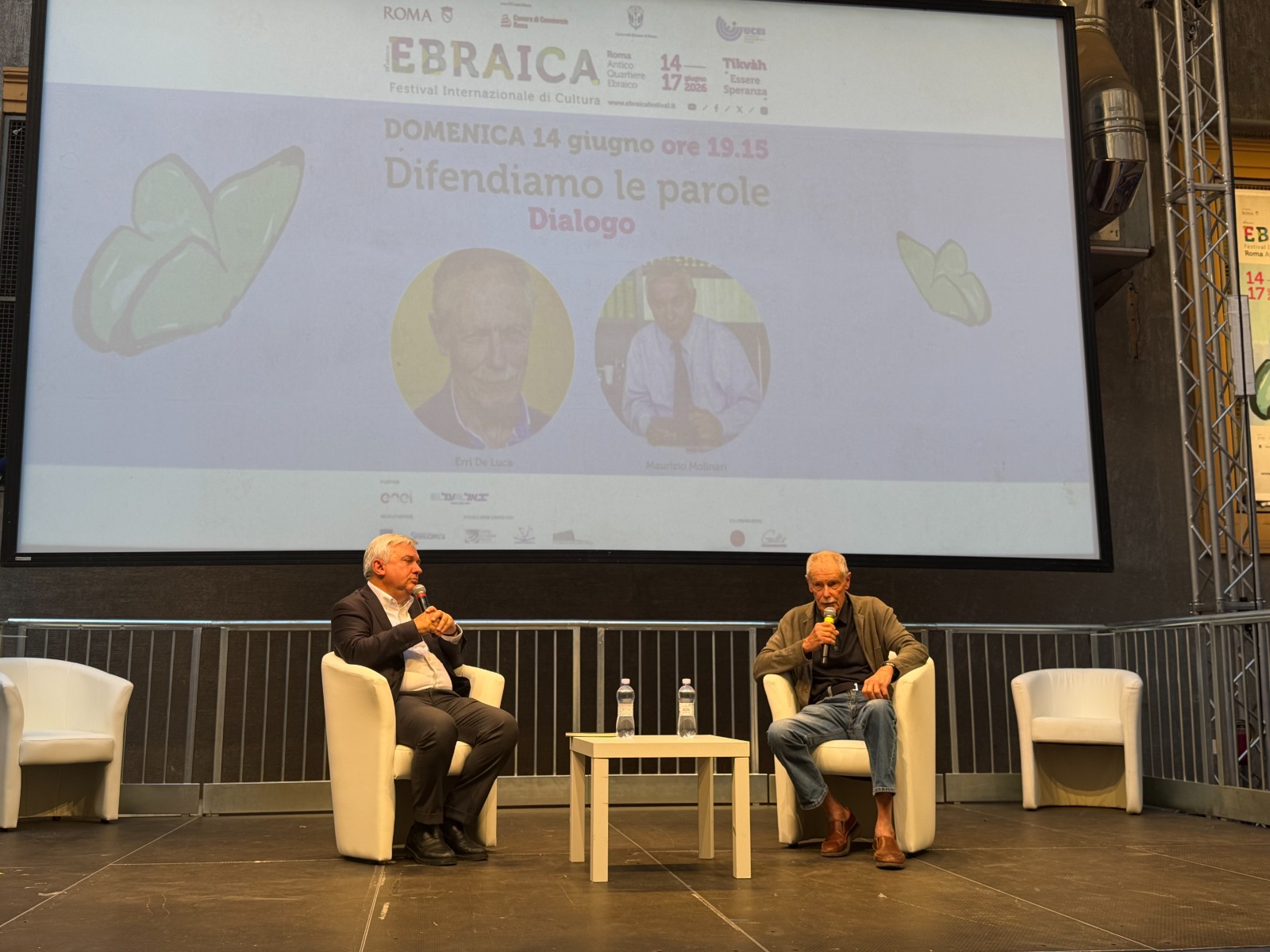 Ebraica apre con la “difesa delle parole”: dialogo tra Erri De Luca e Maurizio Molinari