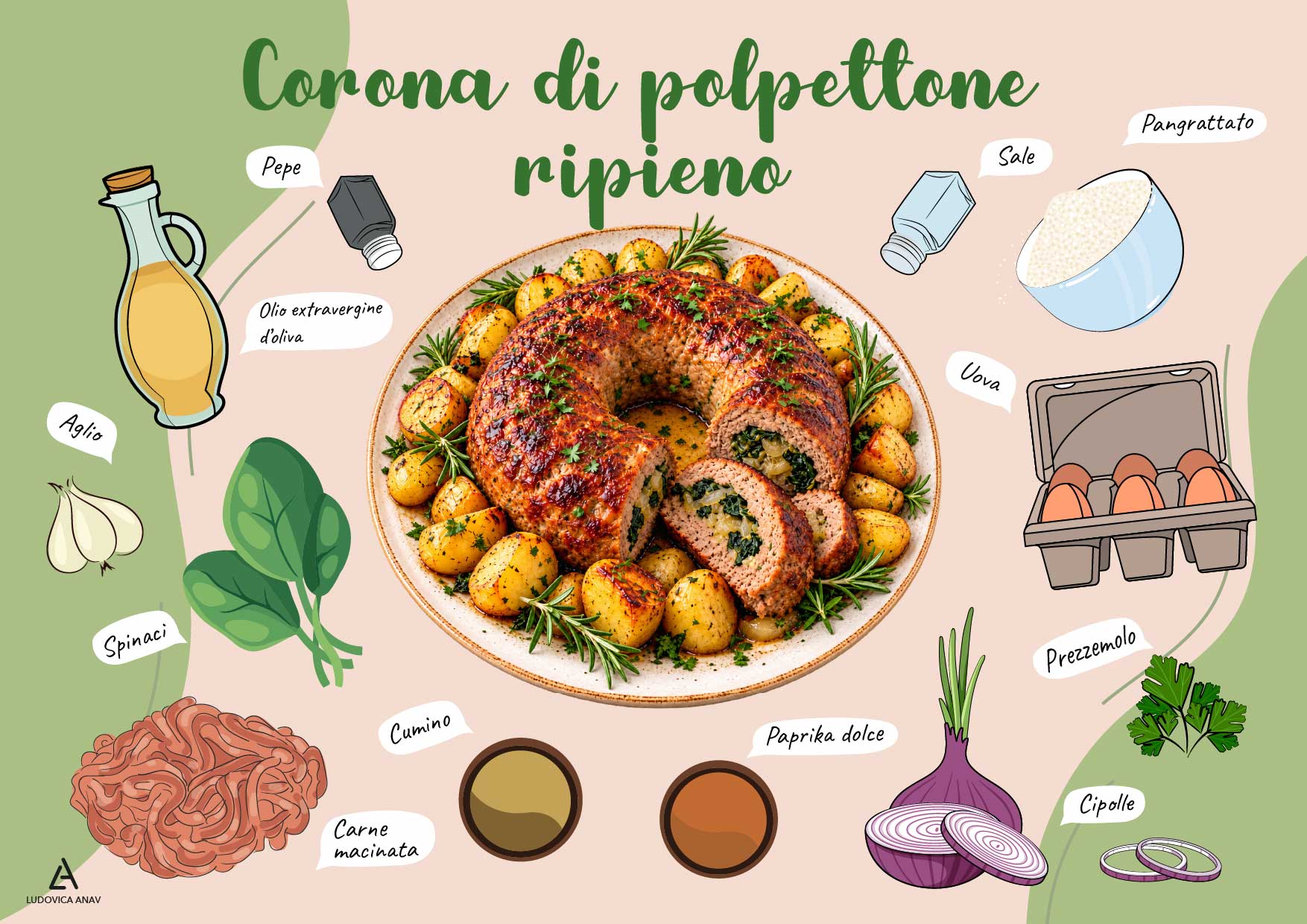 Corona di polpettone ripieno