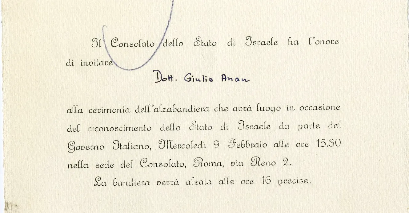 Giulio Anau e l'alzabandiera dello Stato d'Israele a Roma